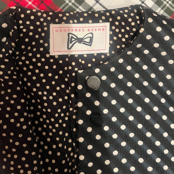 VINTAGE RARE Unique 90s "Geoffrey Beene" Trompe' O'eil polka-dot Jacket - Picture 4 of 8